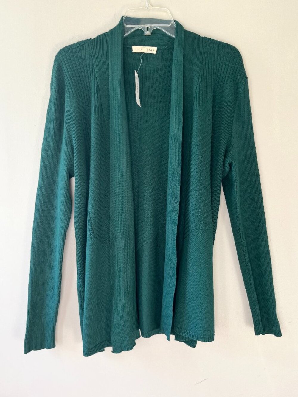 Retrology‎ Sz M Green Stretch Open Cardigan Sweater Long Sleeves